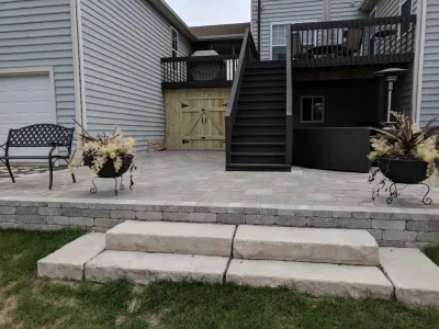 Valparaiso, Walkout Patio and Landscape — Landscape Construction project by NWI Patio Pros in Valparaiso
