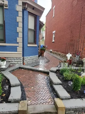 Old Louisville Alley - Brick Paver Patio & Concrete Paver Sidewalk — Landscape Construction project by Oasis Outdoor Living LLC