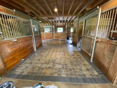 Horse Stable - Concrete Paver Floor — Landscape Construction project by Oasis Outdoor Living LLC