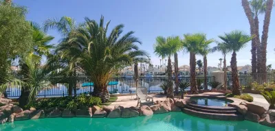 Backyard Pool Area — Landscape Construction project by Mojave Land Maintenance