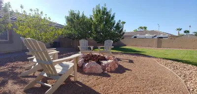 Backyard Fire Pit Area — Landscape Construction project by Mojave Land Maintenance