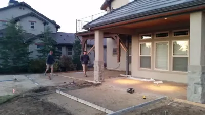 Outdoor kitchen, patio and trellis — Landscape Construction project by Think Green, Inc.
