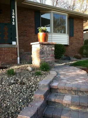 Jolley front entrance — Landscape Construction project by Scott Designs - Hardscapes And Water Features