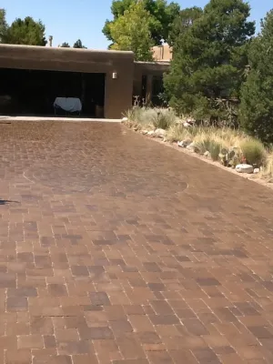 Belgard paver driveway — Landscape Design project by Jackie Hall Designs