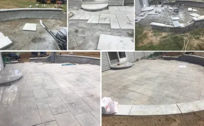 Ridgefield, CT | Interlocking Stone Paver Patios & Walkways Design & Build Servi — Landscape Design project by John Spector Landscape Design in Ridgefield