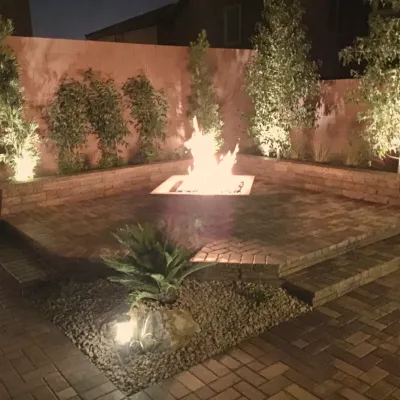 Henderson Water Feature and Firepit — Landscape Design project by Land View Landscape