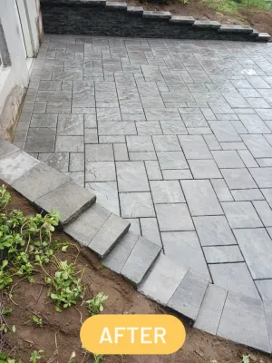 Two new retaining walls and a big 20×20 patio by Environmental Design & Landscaping LLC