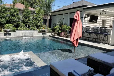 Pool, Waterfall, and Landscaping — Landscape Design project by Exterior Designs, Inc. By Beverly Katz in New Orleans