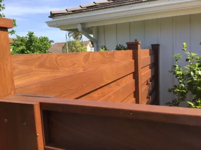 Red wood Fence , Horizontals Boards by Exterior Designs Landscape