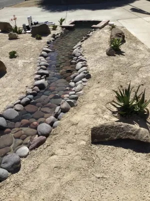 Water in river rock / Decomposed granite design — Landscape Design project by Exterior Designs Landscape