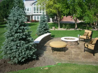 Patio & FIre Pit Install 2013' — Landscape Construction project by Arbor Hills Trees & Landscaping, LLC