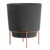 Bloem 6" Hopson Planter Charcoal With Metal Stand