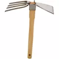 Stainless Steel Hoe/Fork Combo - 4 Prong Fork & 15-Inch Ash Handle