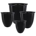 MCarr 16PC Tall Round Planter Plt Glossy Black