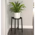 Panacea Folding 20" Single Folding Plant Stand with Metal Tray Matte Black