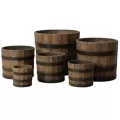 MCarr 6pc Whiskey Barrel Planter Set Brown Oak