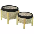 Braun Seagrass Cylinder Planter