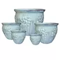 MCarr 5pc Hibiscus Flat Rim Round Planter Desert Blue