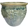 MCarr 5pc Hibiscus Flat Rim Round Planter Navy Cream