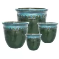 MCarr 16PC Round Pltr Blue Green Glass Green