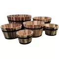 Devault 6pc Set Whiskey Barrel Planters Light Oil Stain