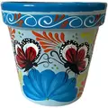 Talavera 9" Bella Especial Flower Pot Lite Blue
