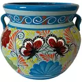 Talavera 10" Bella Especial Michoacana Pot Lite Blue