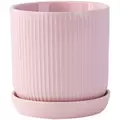 PHG 11"x11.5" Fluted Cylinder Planter Baby Pink 2/CS