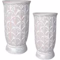 MCarr 8pc Tall Scallop Planter Pallet Antique White
