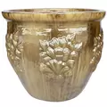 MCarr 5PC Hibiscus Flat Rim Planter Plt Brown Cream