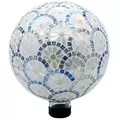 Gardener Select 10" White Inlay Glass Mosaic Garden Globe