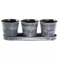Gardener Select 3 Round Pots with Tray Antique Black 12.6"x4.1"x4.3" 12/CS