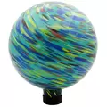Gardener Select 10" Blue Green Swirl Planet Glass Garden Globe