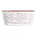 Gardener Select 10" Zinc Oval Planter White with Red Embossed 9.8"x6.3"x3.9"