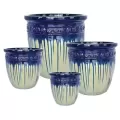 MCarr 16PC Round Planter Plt Light Blue Yel Cream