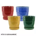 MCarr 4PC Wide Cache Pot W/Saucer Set Mix Colors