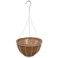 GROWER SELECT 12" HANGING BASKET WHITE WIRE HANGER FLAT BOTTOM COCO LINER; TOP DIA 12IN X 6IN H 1.58 GAL /6L LIQUID VOLUME CAPACITY