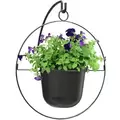 Panacea 17" Modern Farmhouse Round Ring with 9" Hanging Planter Matte Black