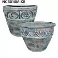 MCarr 27PC Leaf Planter Plt Blue Mexican Wash