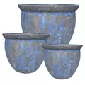 MCarr 3pc Flat Rim Round Planter Pallet Full Volcanic Blue