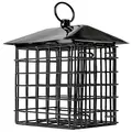 Natures Way Metal Suet Cage Bird Feeder w/ Roof 2 Cake Black