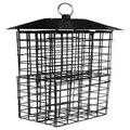 Natures Way Metal Suet Cage Bird Feeder w/ Roof 4 Cake Black