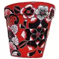 Talavera 4" Flower Pot Black/White/Red