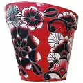 Talavera 10" Flower Pot Black/White/Red