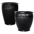 MCarr 30pc Ribbed Round Planter Pallet Glossy Black