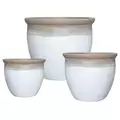 MCarr 3pc Flat Rim Round Planter Pallet Volcanic White