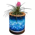 APM 8" Art Glass LED Planter Blue Marble
