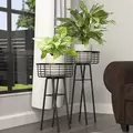 Panacea 20" Modern Farmhouse Wire Basket Plant Stand