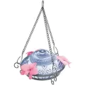 Natures Way 14oz Illuminated Antique Glass Top-Fill Hummingbird Feeder Light Blue