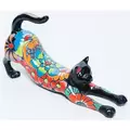 Talavera Cat Stretching Statue